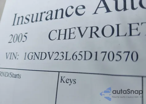 2005 Chevrolet Uplander Ls from USA, damaged, VIN 1GNDV23L65D170570